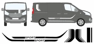 Renault Traffic/Vauxhall Vivaro Sport - rayas laterales de vinilo y capó (SWB) - Imagen 1 de 1
