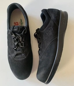 SAS Shoes 7.5 S FREE TIME Black Nubuck Leather SLIM Comfort Lace Up Walking USA - Picture 1 of 9