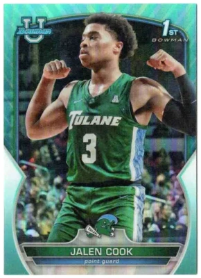 JALEN COOK 2022-23 Bowman U University #36 AQUA REFRACTOR /299 1st RC! - Image 1 of 2