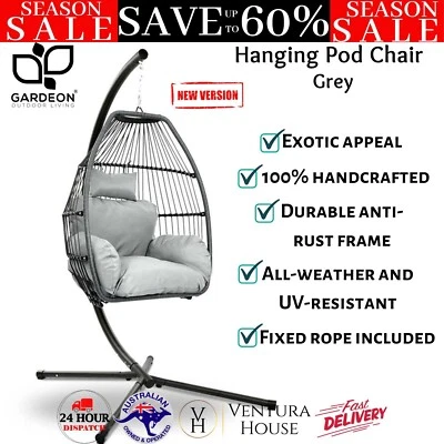 Gardeon Outdoor Egg Swing Chair with Stand Cushion Wicker Patio Hanging Seat - image 1 of 4