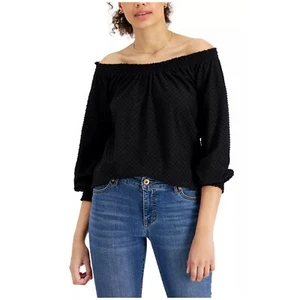 Top STYLE & CO Off-The-Hombro Negro Talla L - Imagen 1 de 1