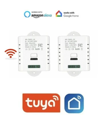 2 x WIFI Smart Switch Relay 10Amp ~ Smart Life ~ Tuya APP Wireless - Image 1 of 4