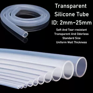 ID 2mm~25mm Food Grade Silicone Tube Hose Clear Soft Rubber High Temp Resistance - Picture 1 of 10