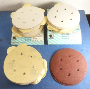 6" Zoll 6 Loch PSA 200ER-PACK Schleifscheibe Schleifpapier 100 & 120er Körnung Rhynalox - Bild 1 von 7