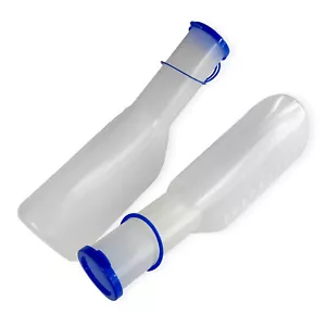 Male Urinal Long Neck Bottle with lid 1 Litre Urine Capacity - Pack of 2 - Picture 1 of 1