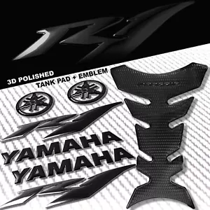 BLACK PRO GRIP FUEL TANK PAD+8" 3D YAMAHA LOGO+YZF-R1/R1S FAIRING EMBLEM STICKER - Bild 1 von 9