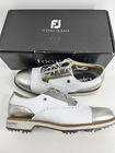Footjoy Myjoys Premiere Series Packard Golf Shoes White Patent Silver 11.5 M