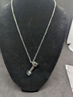 Stainless Steel Necklace Dumbbell Pendant 22" Chain