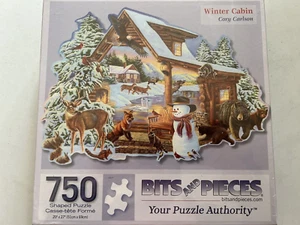 BITS & PIECES 750 PCS PUZZLE SHAPED LIKE A "WINTER CABIN" BY CORY CARLSON NEW!!! - Picture 1 of 5