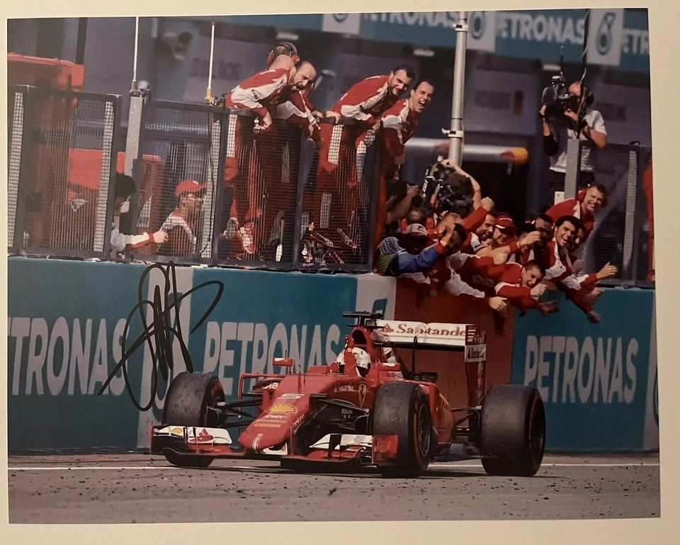 Sebastian Vettel Hand Signed 10x8 Ferrari F1 Race Win Photo - Germany Formula 1 - Image 1 of 1