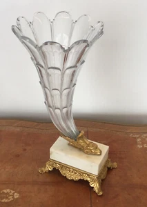 Antike Baccarat Kristall Füllhorn Vase Ormolu Marmorsockel 35 cm um 1860 - Bild 1 von 12