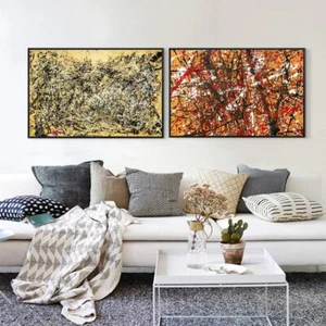 Combo Painting 2 Pieces by Jackson Pollock Framed Canvas Giclee Print Series#10 - Picture 1 of 17