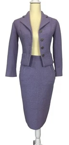 CHANEL 12C Rhinestone Button Skirt Suit Jacket 36/4 Skirt 34/2 Purple Women’s - Picture 1 of 24