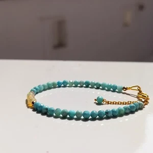 AAA Natürlicher Äthiopischer Opal Larimar Perlen Zierliches Armband Geschenk für Sie - Bild 1 von 5