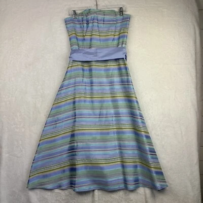 Vestido largo ajustado vintage Kathlin Argiro Atelier rayas pastel sin tirantes talla 10? Foto 1 de 4