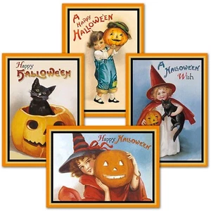 NEW (8) Victorian Halloween Card Assortment 4 Designs 5x7 w/envelopes - Picture 1 of 5
