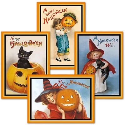 NEW (8) Victorian Halloween Card Assortment 4 Designs 5x7 w/envelopes - Image 1 of 4