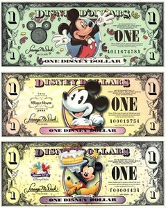 3 Different Disney Dollars, All Uncirculated. All Retired Designs, Free Shipping - Picture 1 of 2