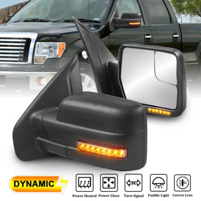 Pair Power Heated Tow Mirrors Dynamic Streamer Signal For 04-14 Ford F150 F-150 - Image 1 of 4