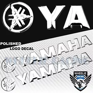 2X 5.75""X 1""3D ABS PULIDO/EMBLEMA BRILLANTE CALCOMANÍA LOGOTIPO + PEGATINA CARTA YAMAHA CROMO - Imagen 1 de 1
