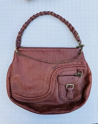 Bolso de Mano Carla Mancini Cuero Marrón Grande con Asa Trenzada Grandes Detalles Foto 1 de 4