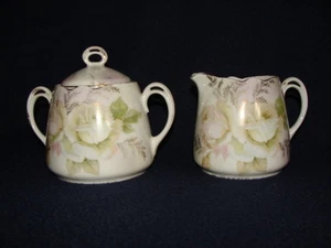 Crema y azúcar con rosas Leuchtenburg Alemania - Imagen 1 de 12