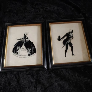 2 Vintage Silhouette Reverse Painting G - Picture 1 of 6