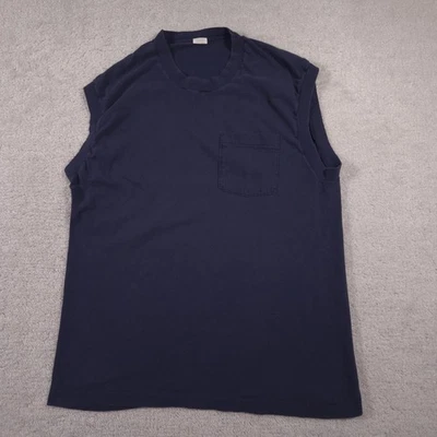 Vintage Fruit of the Loom Shirt Mens XL Navy Blue Sleeveless Pocket Muscle Tee - Image 1 of 4
