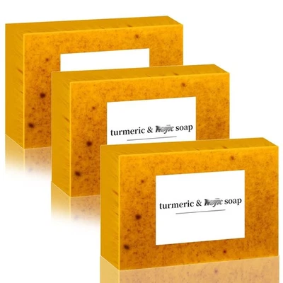 3 Bars Turmeric Kojic Brightening Soap Face/Body Acne/Dark Spots Men/Women/Teen - Image 1 of 4