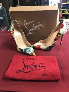 Christian Louboutin Hawaii Floral Print Pigalle Follies Pumps SZ 37.5 PPS 352431 - Picture 1 of 13