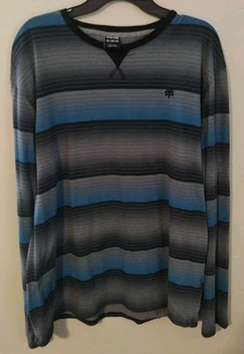 Camisa de hombre Zoo York manga larga gris a rayas, negro azul talla XXL. Foto 1 de 4