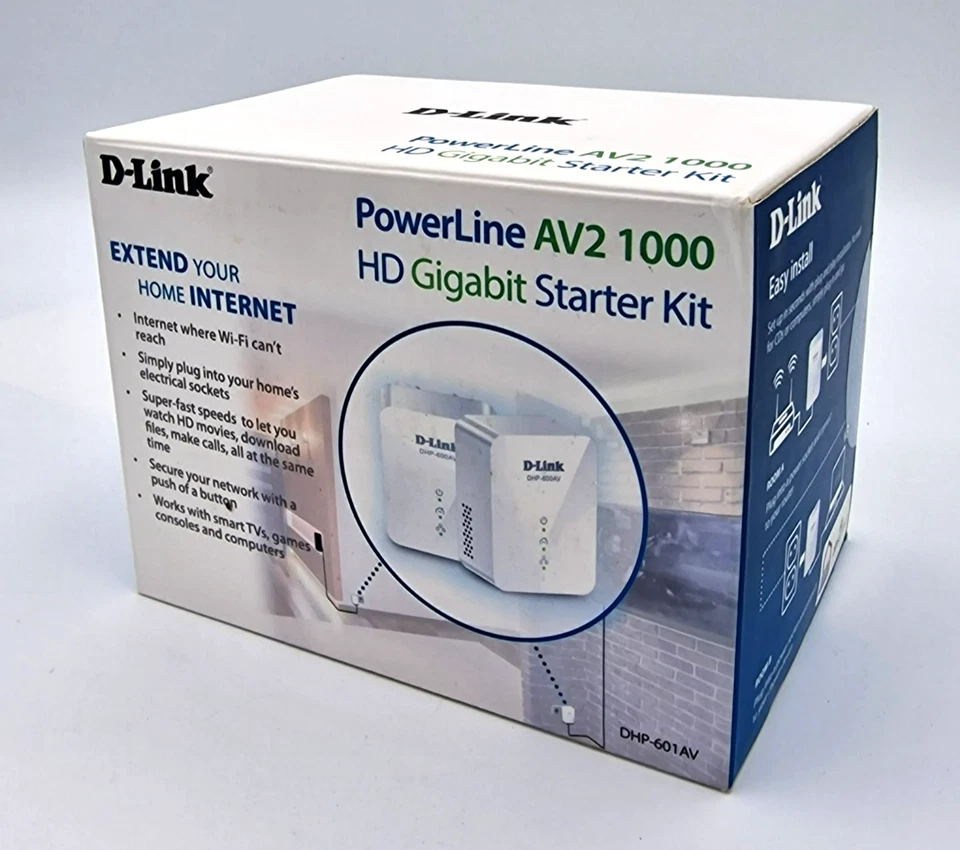 D-Link Powerline AV2 1000 HD Gigabit Starter Kit weiß Set DHP-P601AV NEU+OVP - Bild 1 von 4