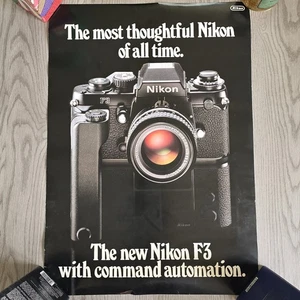 Nikon F3 AF Camera Poster Vintage 1980s Printed In Japan 16x23 - Picture 1 of 5