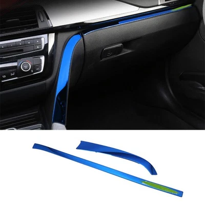 Cubierta de tira de copiloto de consola apta para BMW Serie 3 4 GT 2013-2019 acero azul Foto 1 de 4