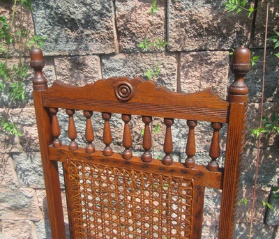 Silla balancín plataforma caña rara roble salón victoriano antiguo final bellota única Foto 1 de 4