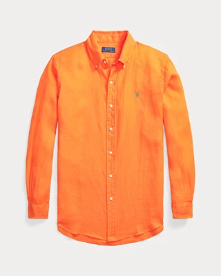 Ralph Lauren Polo Linen Shirt Summer Orange Medium Custom Fit 5000G - Image 1 of 4