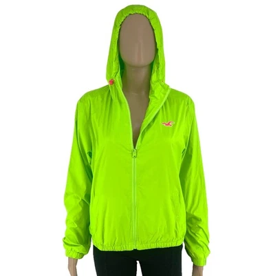 Veste De Survêtement Capuche HOLLISTER Femme Vert Fluo Taille L - Photo 1/4