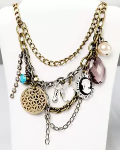 New Avon Gold Charmy Chain Vintage Charm 4 Strand 17-20" Length Necklace - Picture 1 of 4