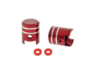 2x Ventilkappen Kolben Alu Rot eloxiert inkl. O-Ringe, für Simson und universal - Picture 1 of 1