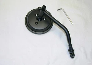 Satin Black 3 Inch Mini Mirror wih Black Stem & Hardware HD, Bobber, Custom - Picture 1 of 6