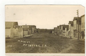 RPPC Real Photo Postcard Main Street McIntire Iowa Dirt Street - Picture 1 of 2