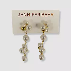 Orecchini donna Jennifer Behr placcati oro 24k perle finte pernilla - Foto 1 di 3