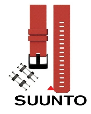New 24mm SUUNTO Core Rubber Strap Red Diver Watch Band PVD Adapter Set - Image 1 of 2