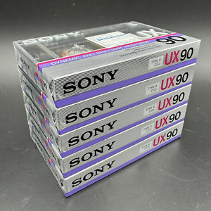 Vtg (5) PACK SONY UX 90 Type II CrO2 High Bias 70us Cassette Tape - SEALED NOS