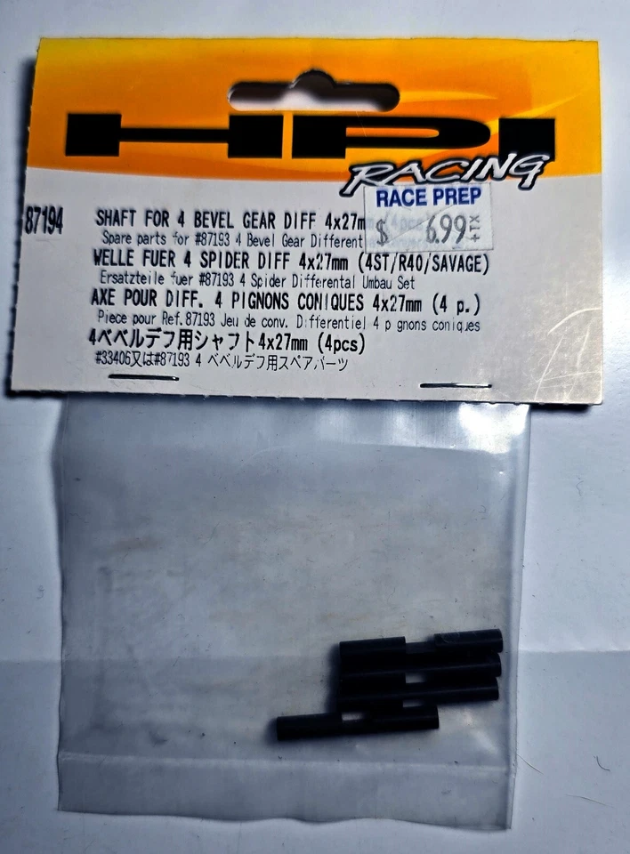 HPI Racing 87194 Shaft For 4 Bevel Gear Diff 4x27mm - Image 1 of 1