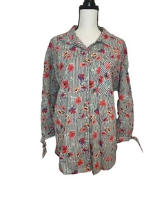 Sanctuary Women’s Button Down Top XL 100% Cotton 3/4 Sleeves - Picture 1 of 4