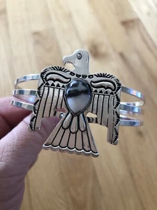 Weißer Büffel Türkis Donnervogel Manschette Armband, passt Handgelenk misst 6,5”-7,5” - Bild 1 von 6