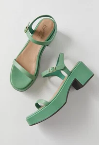 Free People Seychelles Green Paxton Heels, Size 8, New! - Picture 1 of 15