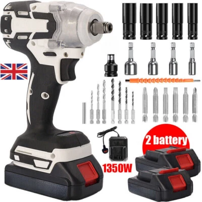 1000Nm 1/2" Cordless Electric Impact Wrench Drill Gun Ratchet Driver w/ Battery