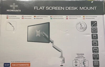 NM-D750WHITE Neomounts Monitor Desk Mount Stand 10-32” NEW SEALED PACKAGING - Image 1 of 4
